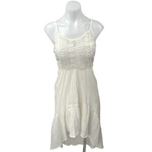 Element Women's Cream Crochet Sleeveless High Low Blouson Midi Dress Size S